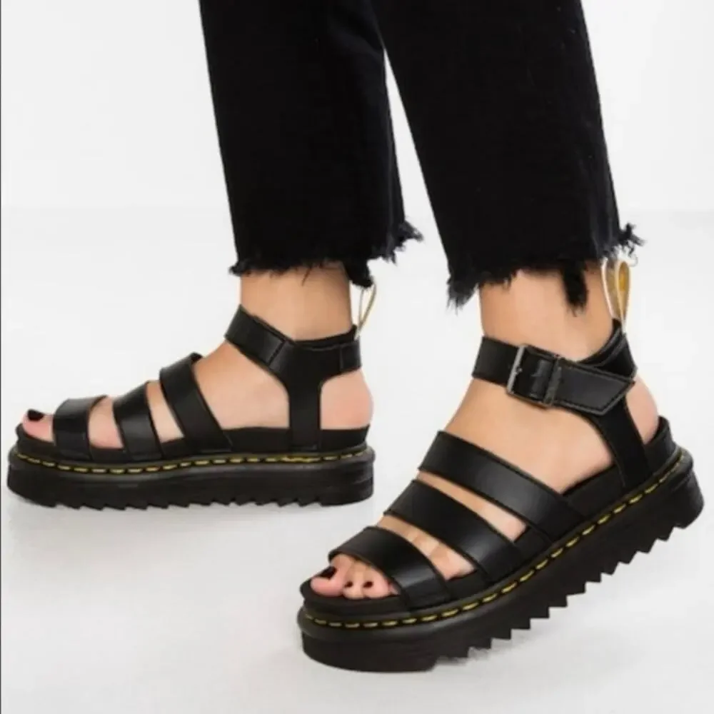 NEW Dr. Martens Vegan Blaire Sandals Black Felix Rub Off - Size 8 - Picture 1 of 6